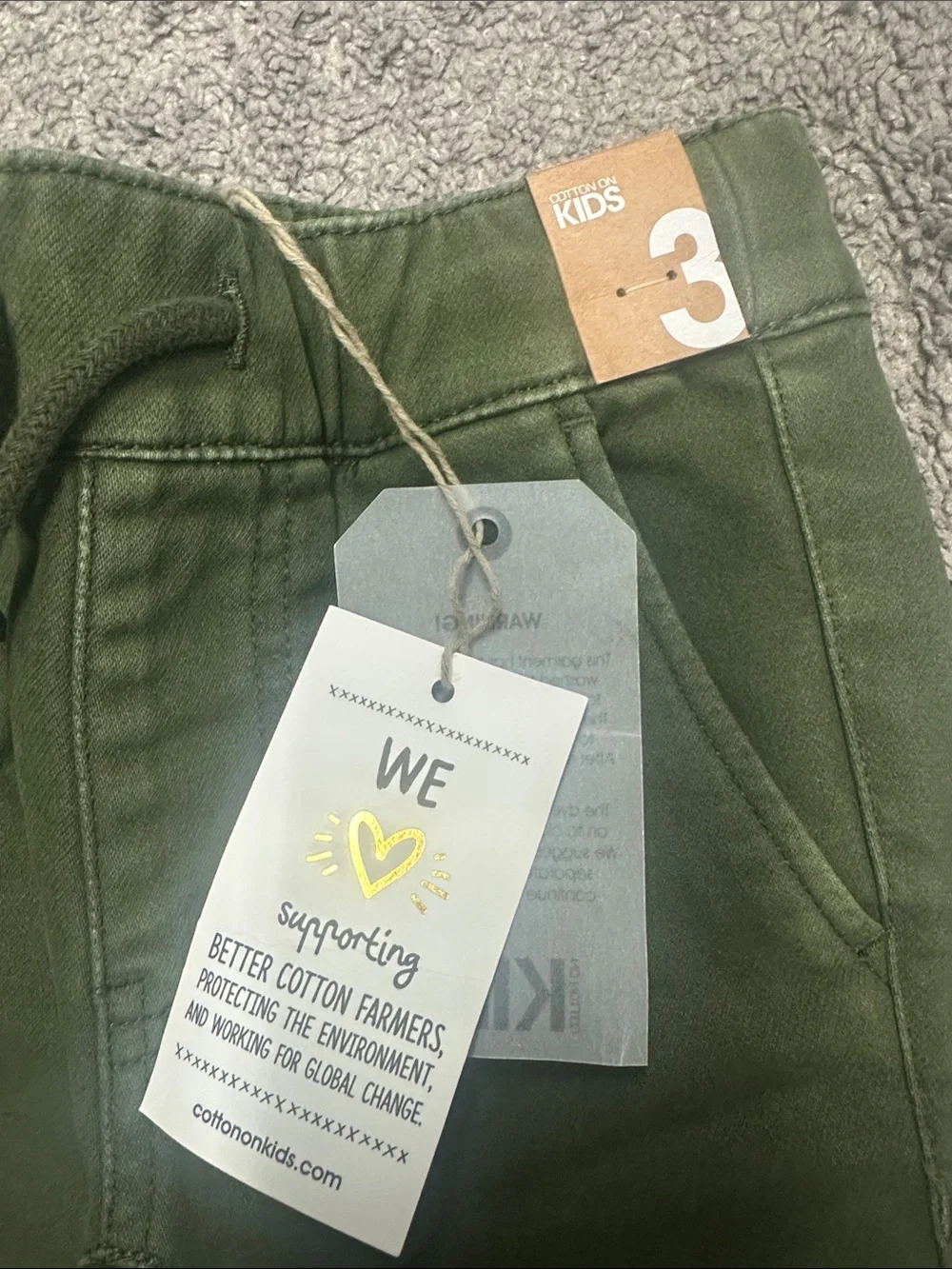 Kids Olive Green Drawcord Jersey Shorts by Cotton On Kids